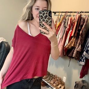 Red/Brick flowy crop top